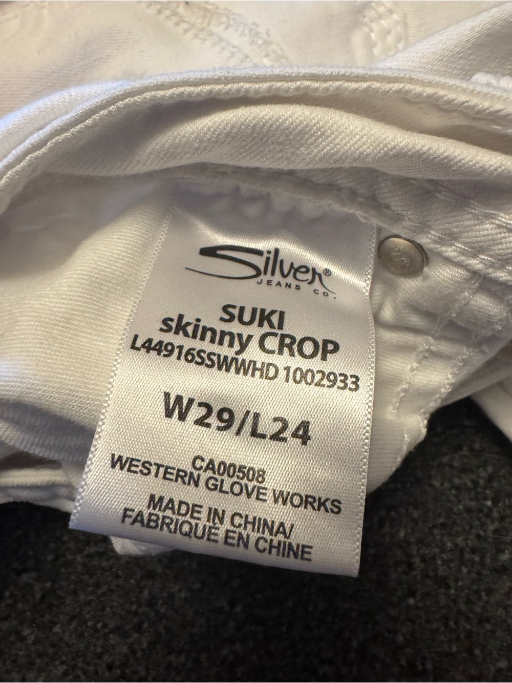 Silver Jeans Co. Suki Skinny Crop White Curvy Fit Jeans W29/L24 Mid-Rise Stretch - Picture 9 of 10